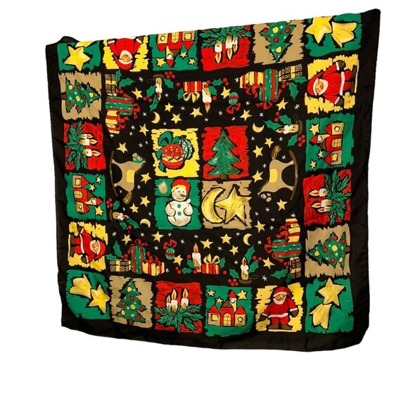 Christmas patchwork cute winter scenes scarf - Picture 1 of 5